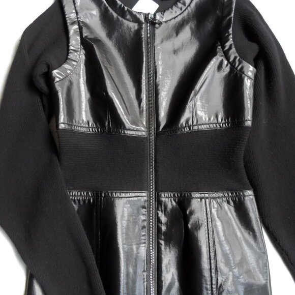 NWT$1050 RUNWAY COLLECTION Yigal Azrouel Knit Long Sleeves Leather Midi Dress 10 - Picture 6 of 16